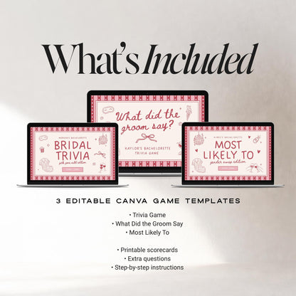 Girls Gone Mild Bachelorette Games Bundle | Animated Canva Party Games