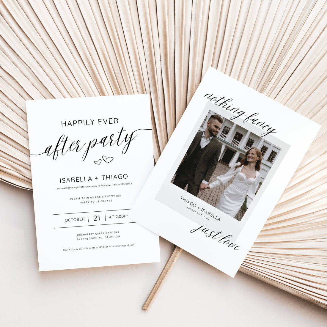 Nothing Fancy Just Love Elopement Announcement – Minimal Photo Elopement Invitation Canva Template