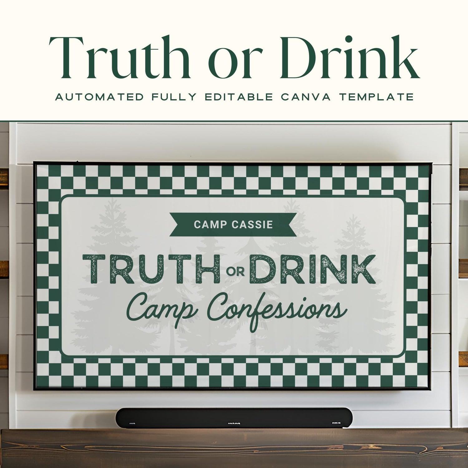 Camp Bach Truth or Drink Bachelorette Party Game – Editable Canva Presentation