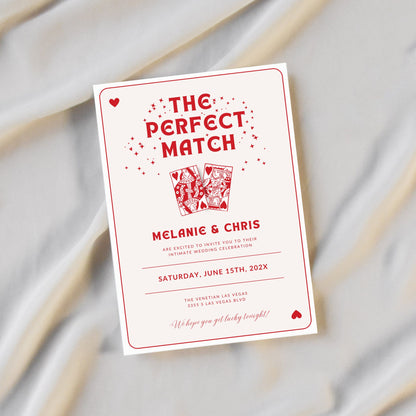 Vegas Wedding Invitation Template – Las Vegas Wedding Invite, Travel Theme Wedding Invitation, Perfect Match Elopement Announcement