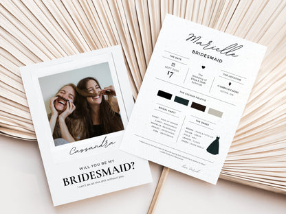 Bridesmaid Info Card Template, Funny Bridesmaid Proposal Card, Editable Canva Template