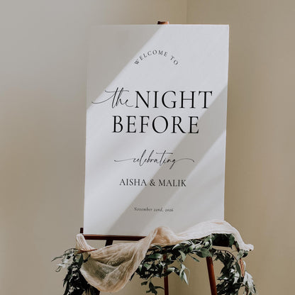 The Night Before Sign, Editable The Night Before Wedding Sign, Modern The Night Before Welcome Sign, Minimalist Rehearsal Dinner Sign Canva