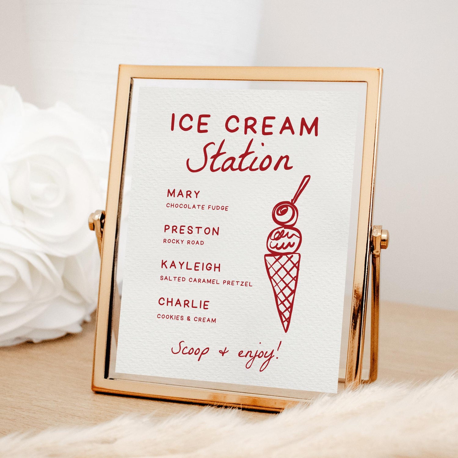 That’s Amore Ice Cream Station Sign – Editable Canva Wedding Table Sign Template