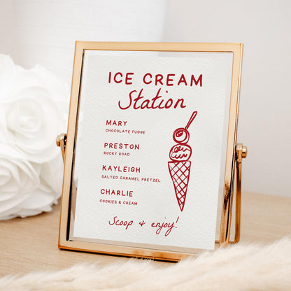 That’s Amore Ice Cream Station Sign – Editable Canva Wedding Table Sign Template