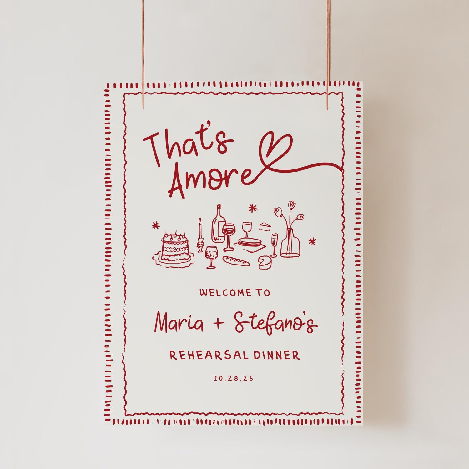 That’s Amore Rehearsal Dinner Welcome Sign – Editable Canva Template for Engagement or Wedding Events