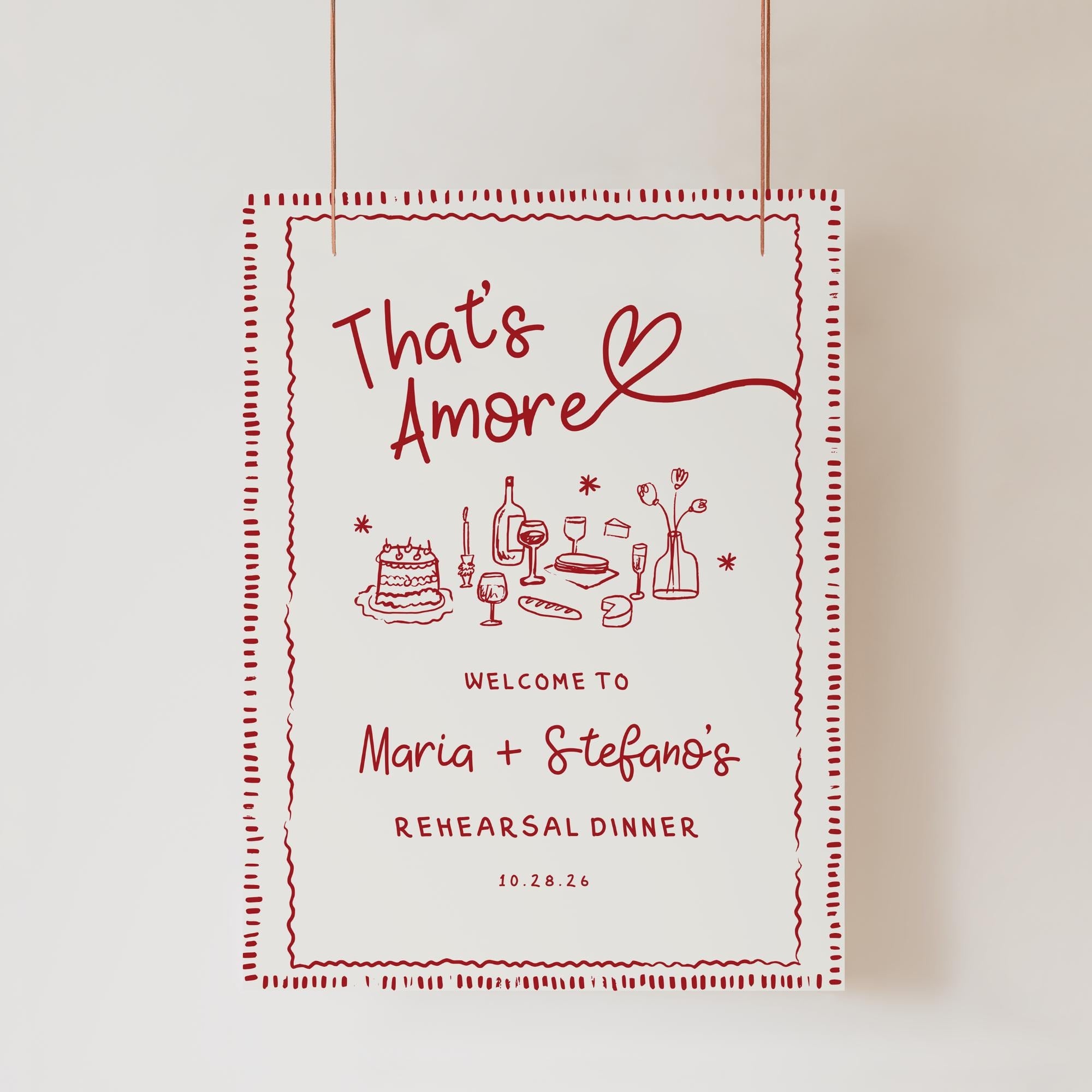 That’s Amore Rehearsal Dinner Welcome Sign – Editable Canva Template for Engagement or Wedding Events