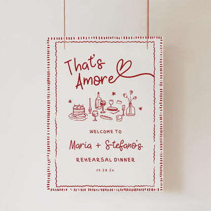 That’s Amore Rehearsal Dinner Welcome Sign – Editable Canva Template for Engagement or Wedding Events