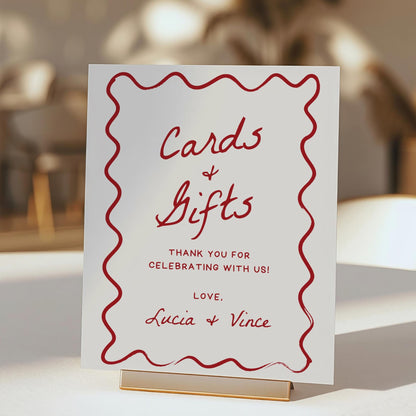 That’s Amore Cards and Gifts Sign – Editable Wavy Canva Template for Italian Wedding Table Decor