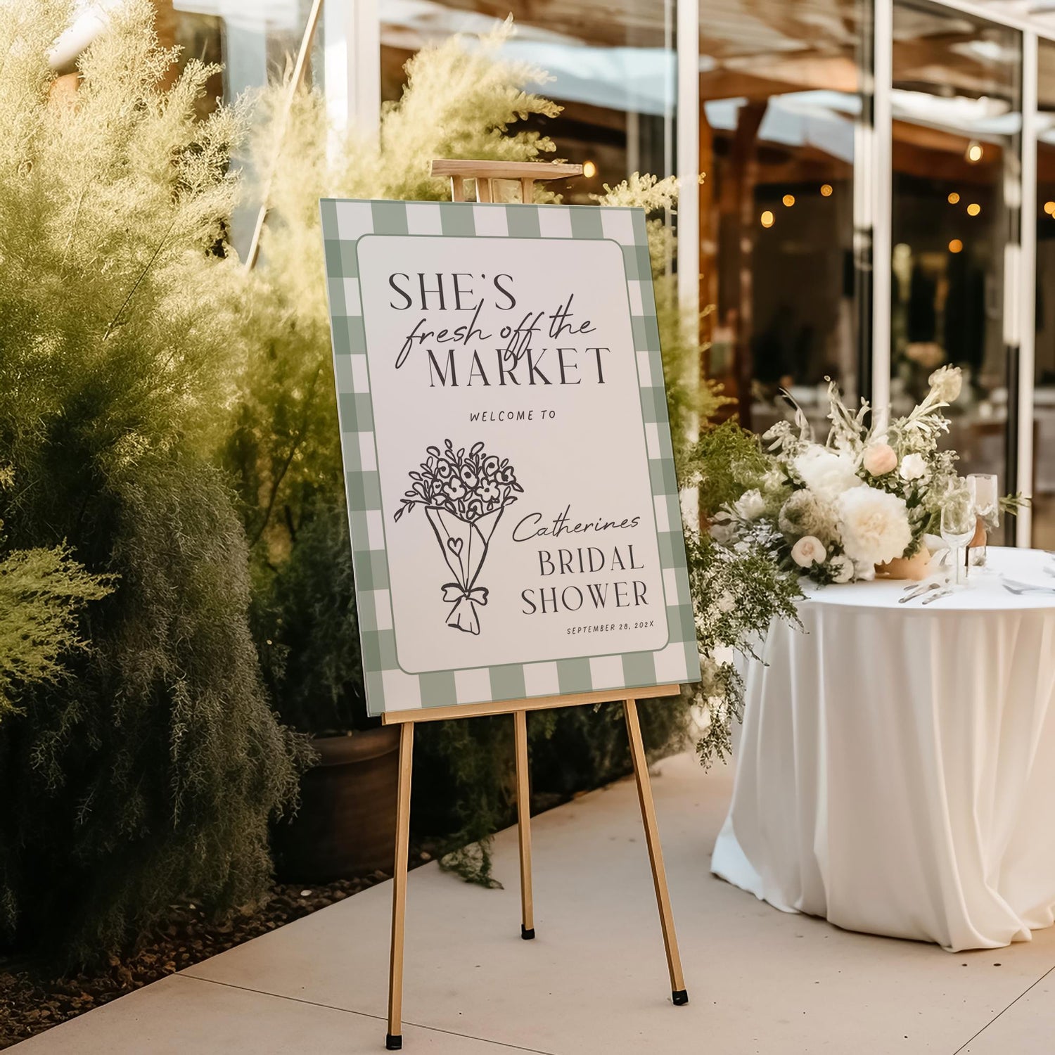 Fresh Off the Market Bridal Shower Welcome Sign – Whimsical Farmers Market Canva Template