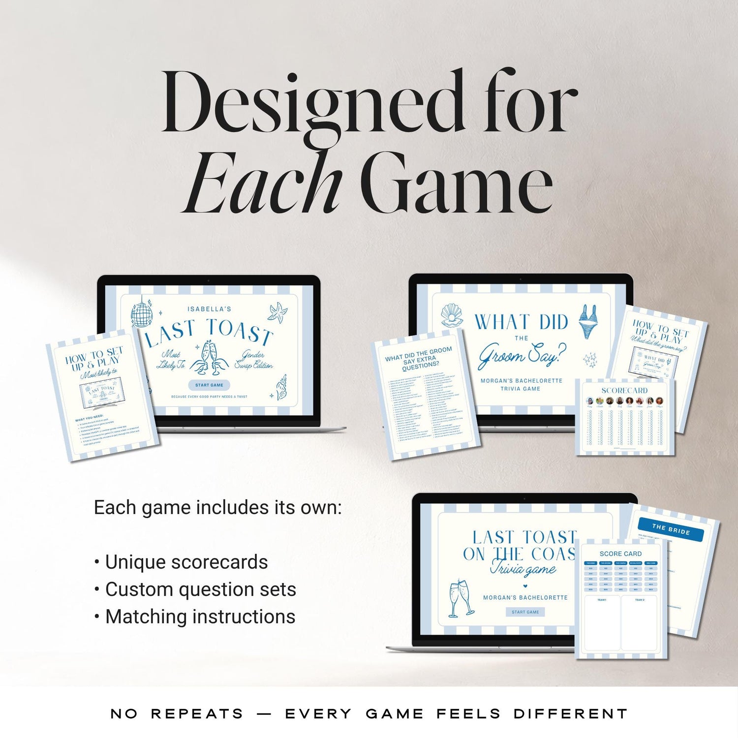 Last Toast On The Coast Bachelorette Games Bundle | Animated Canva Games