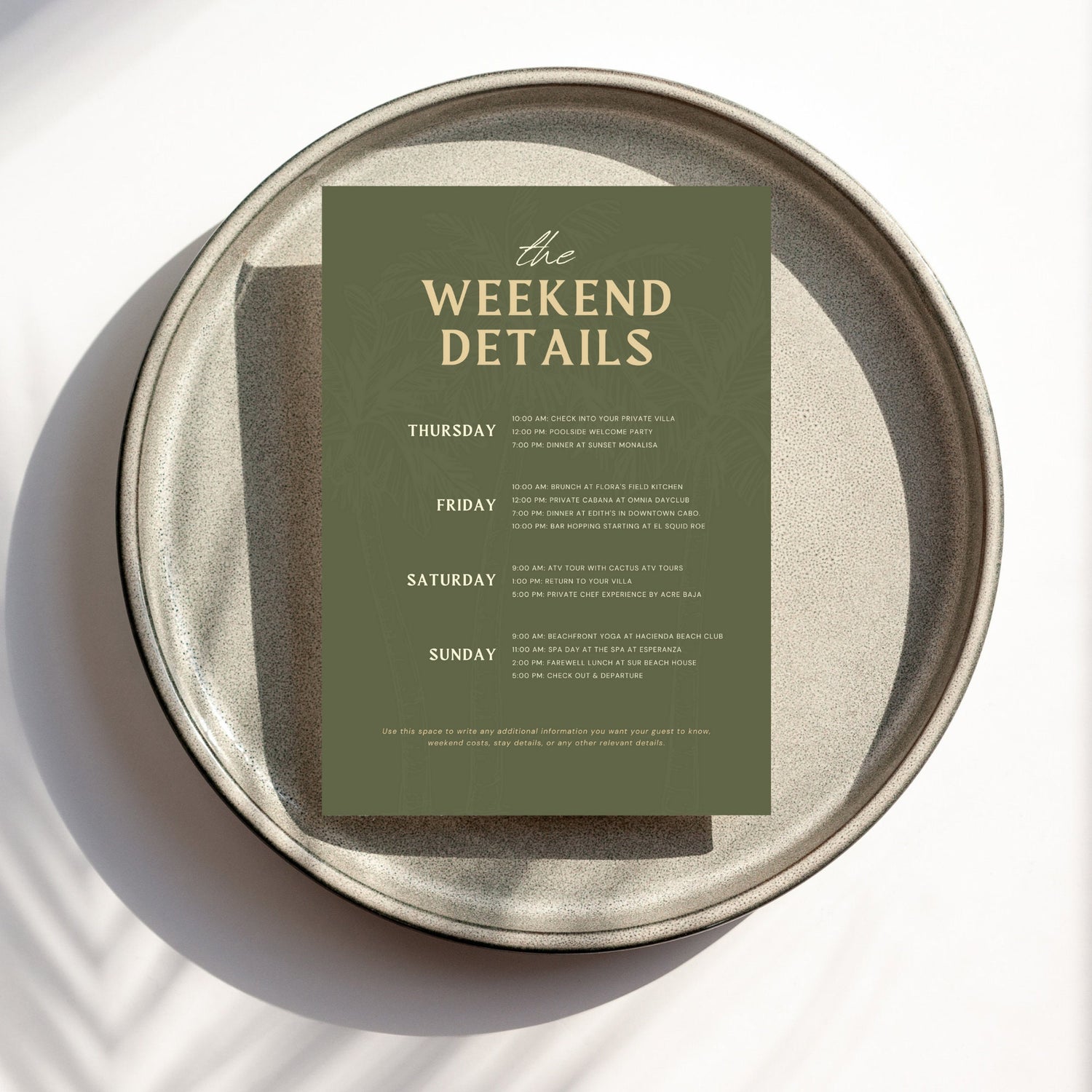 Cabo &amp; Tulum Bachelorette Itinerary – Mexico Travel Weekend Invitation &amp; Checklist Canva Template