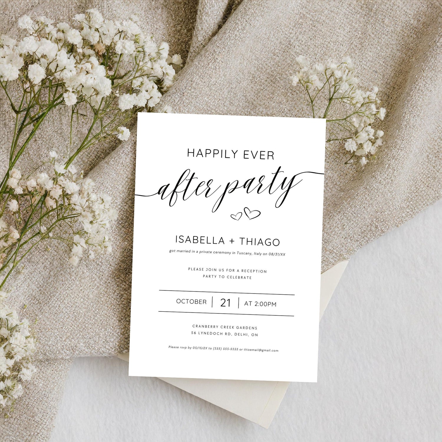 Nothing Fancy Just Love Elopement Announcement – Minimal Photo Elopement Invitation Canva Template