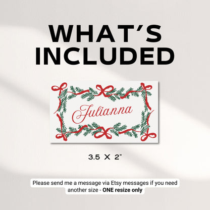 Christmas Engagement Party Place Cards – Editable Holiday Wedding Name Cards, Personalized Table Cards Template (Canva)