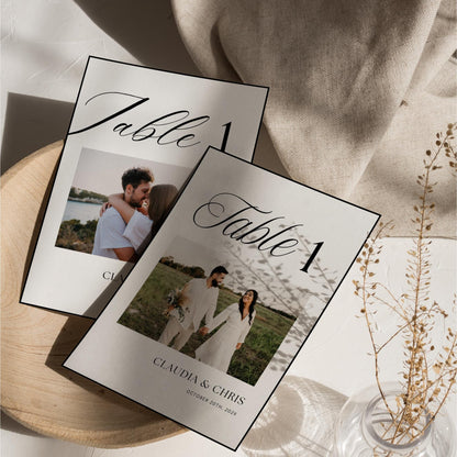 Wedding Table Numbers Photo, Editable Wedding Reception Table Numbers, Minimalist Table Numbers Wedding, Classic Wedding Table Signs Canva
