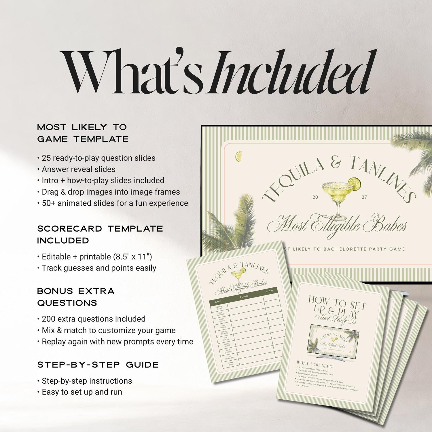 Tequila &amp; Tanlines Most Likely To Game | Animated Canva Bachelorette Game