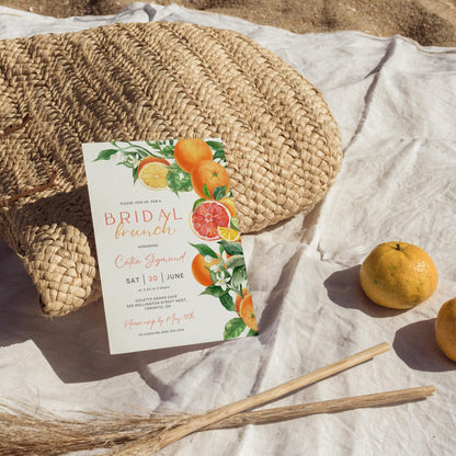 Citrus Floral Bridal Shower Invitation Template – Orange Lemon Lime Brunch Canva Invite