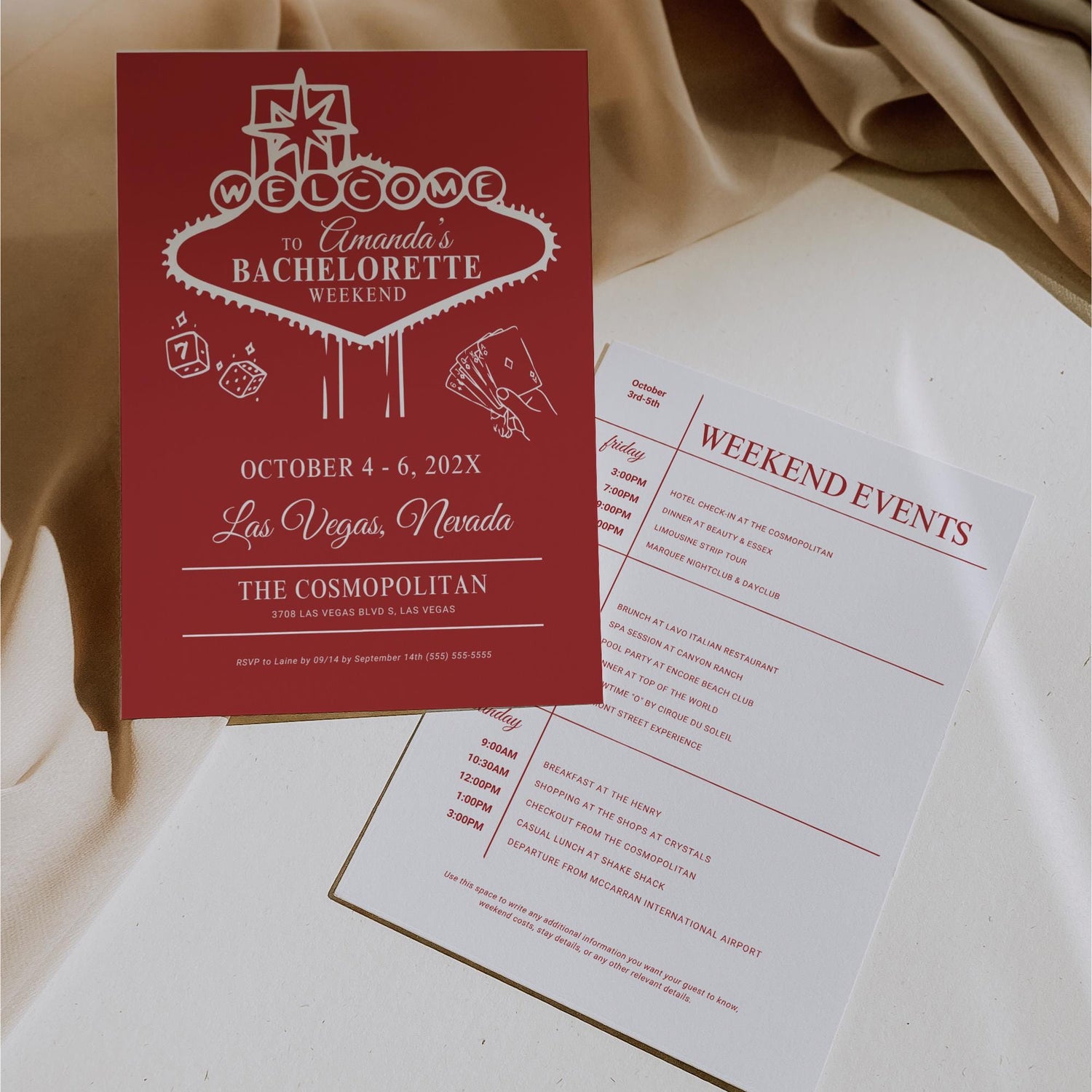 Vegas Bachelorette Invitation Template, Editable Bachelorette Party Invite, Sin City Bachelorette, Printable Vegas Invite Itinerary Canva