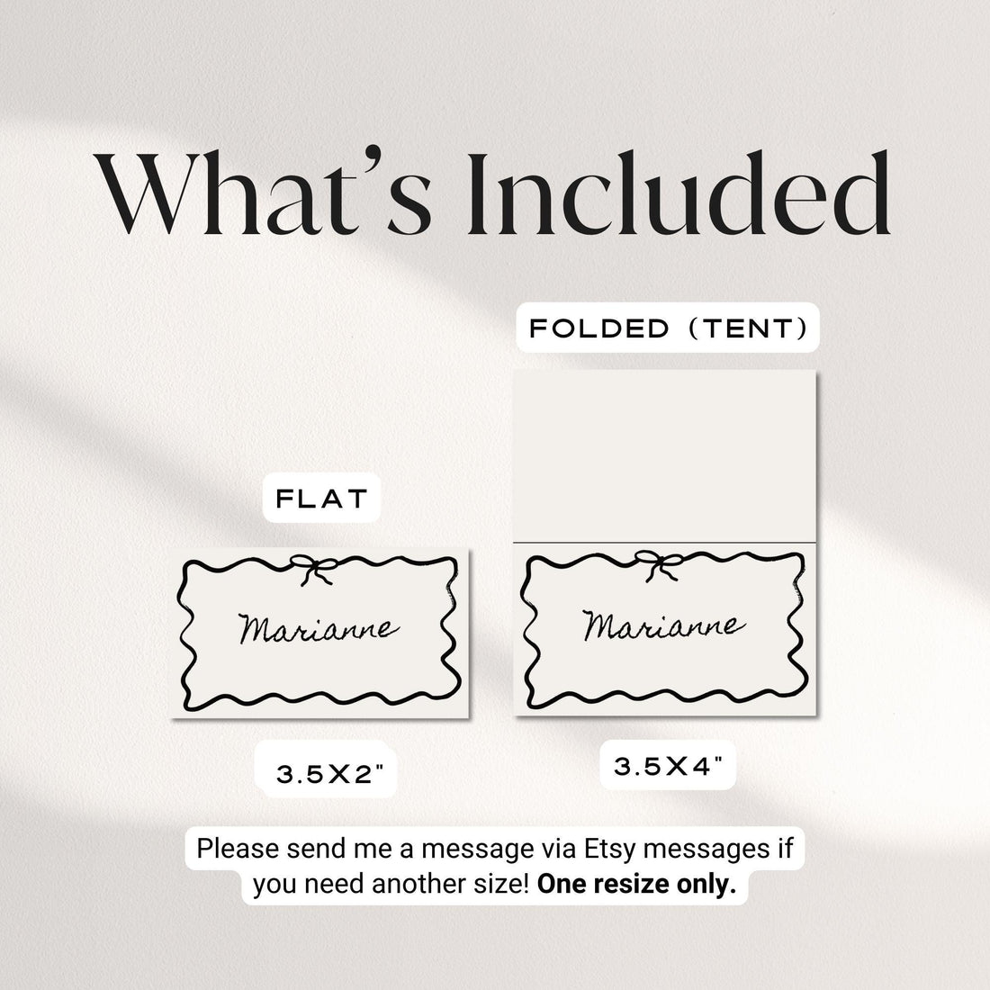 Whimsical Place Card Template – Flat &amp; Folded Wedding Table Name Cards Canva DIY