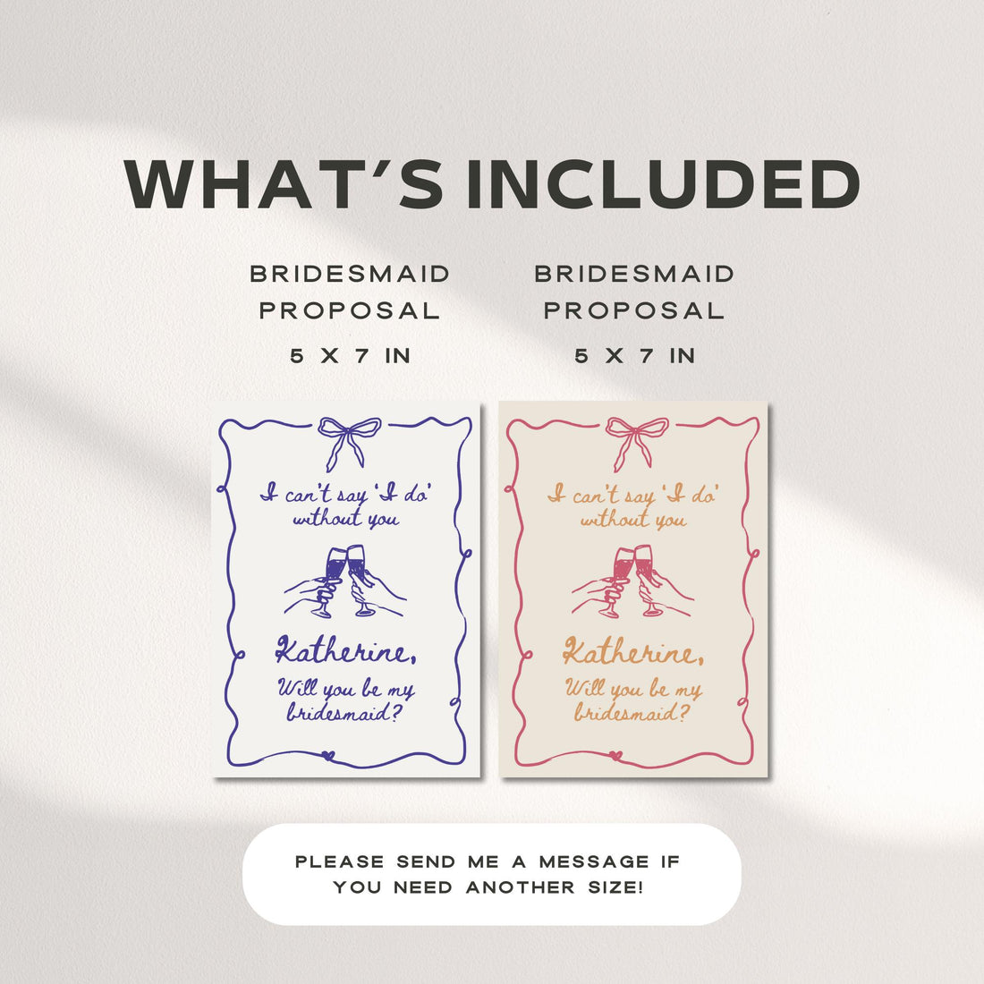 Hand-Drawn Bridesmaid Proposal Card Template – Whimsical “Will You Be My Bridesmaid?” Canva Design
