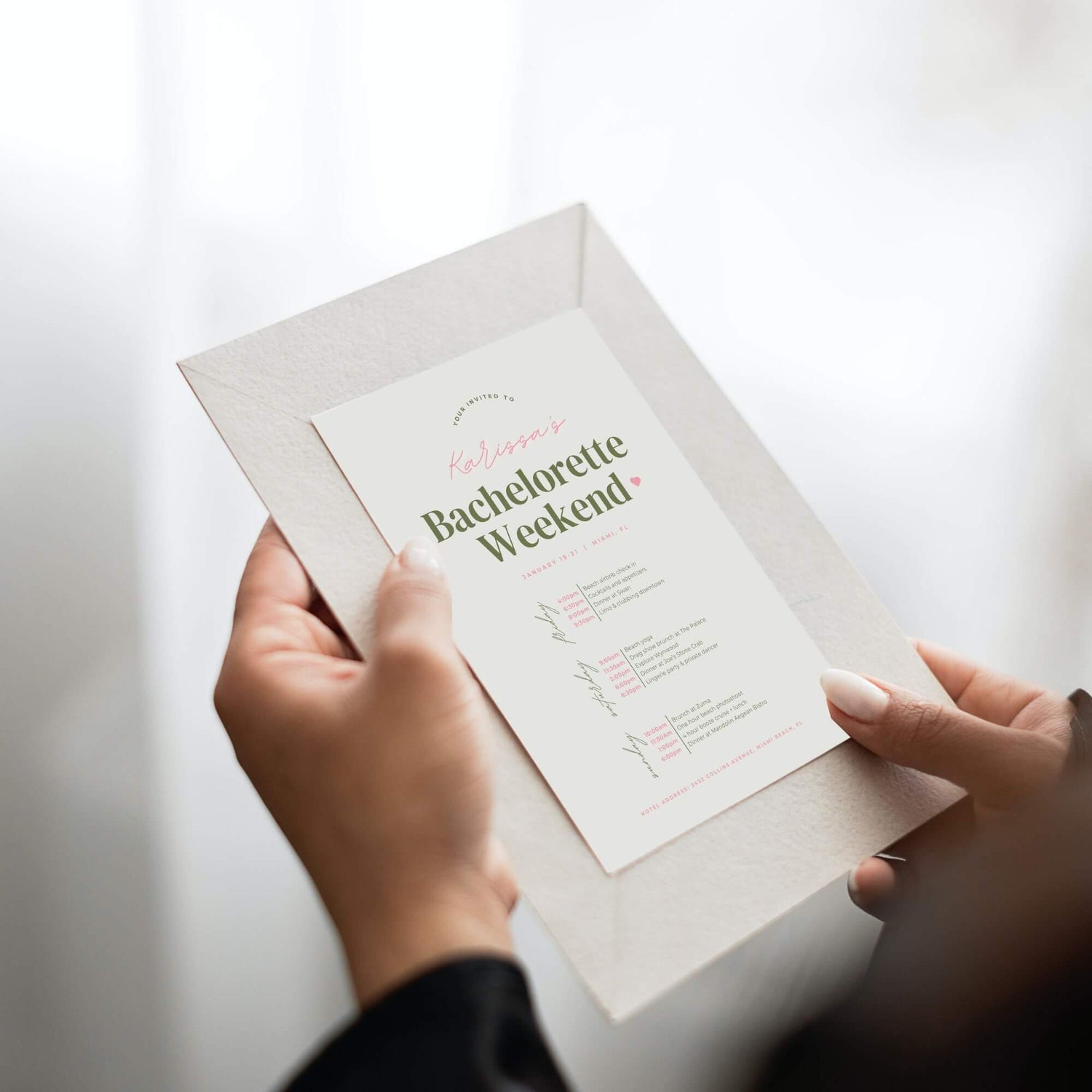 Miami Bachelorette Itinerary – Editable Travel Itinerary Canva Template