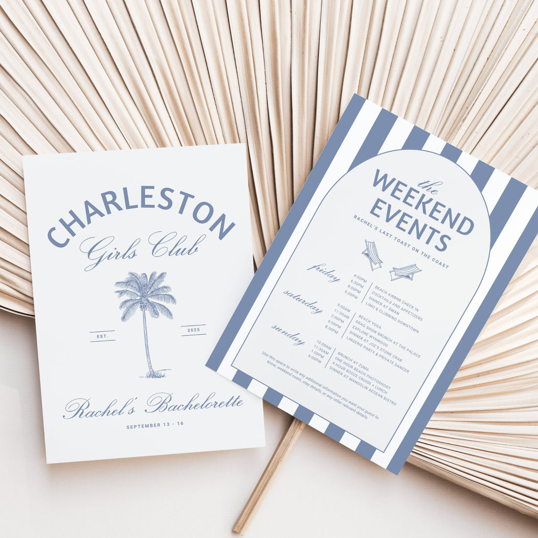 Charleston Coastal Bachelorette Party Itinerary | Last Toast on the Coast | Editable Girls Trip Invitation &amp; Weekend Template