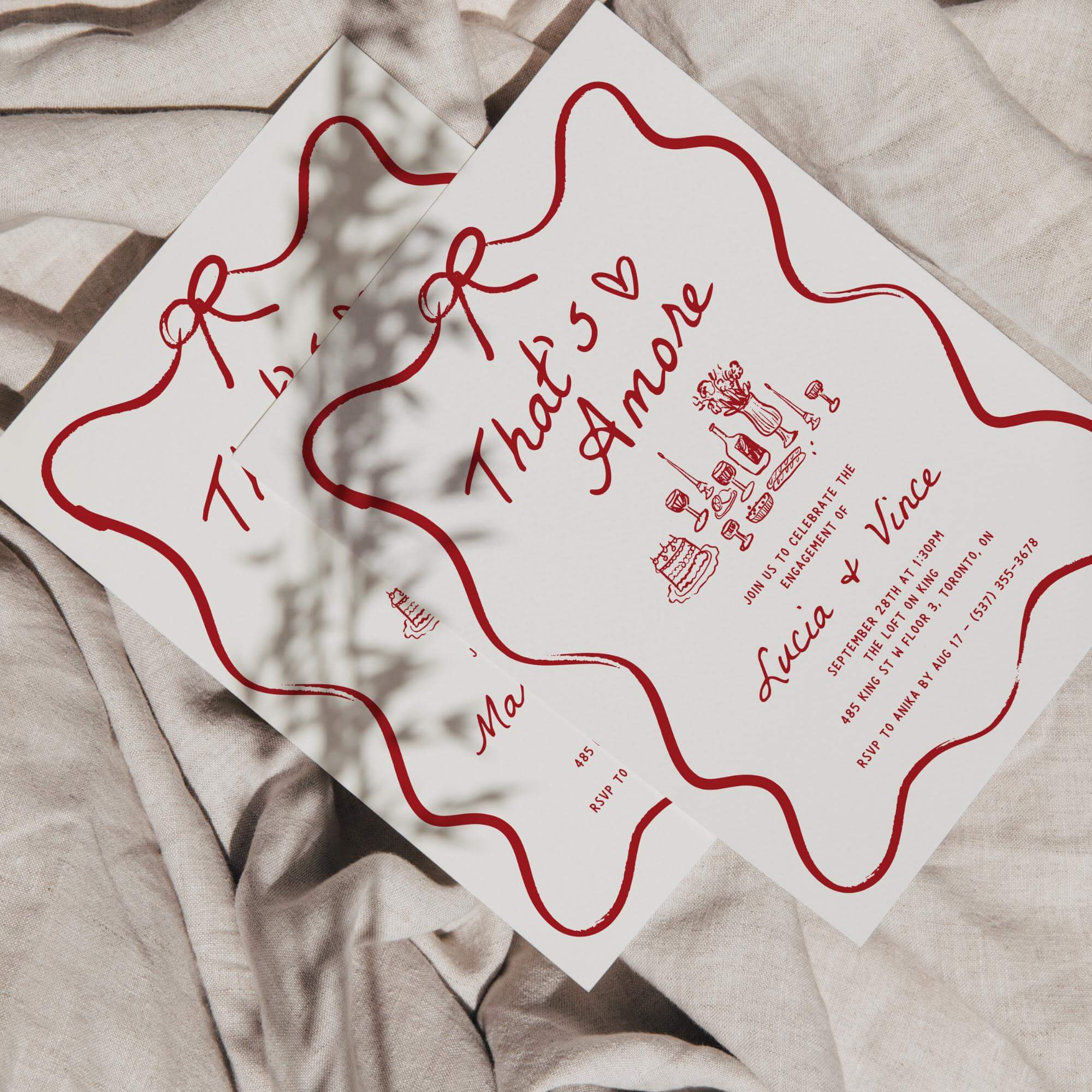 That’s Amore Engagement Party Invitation, Italian Bridal Shower Invitations, Whimsical Hand-Drawn Editable Template