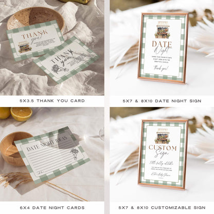 Fresh Off The Market Bridal Shower Template Bundle, Farmers Market Bridal Shower Games, Engagement Party Decor, Green Plaid Editable Canva Templates