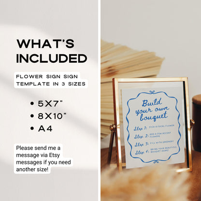 Build Your Own Bouquet Sign – Hand Drawn Flower Bar Canva Template for Bridal Shower or Baby Shower