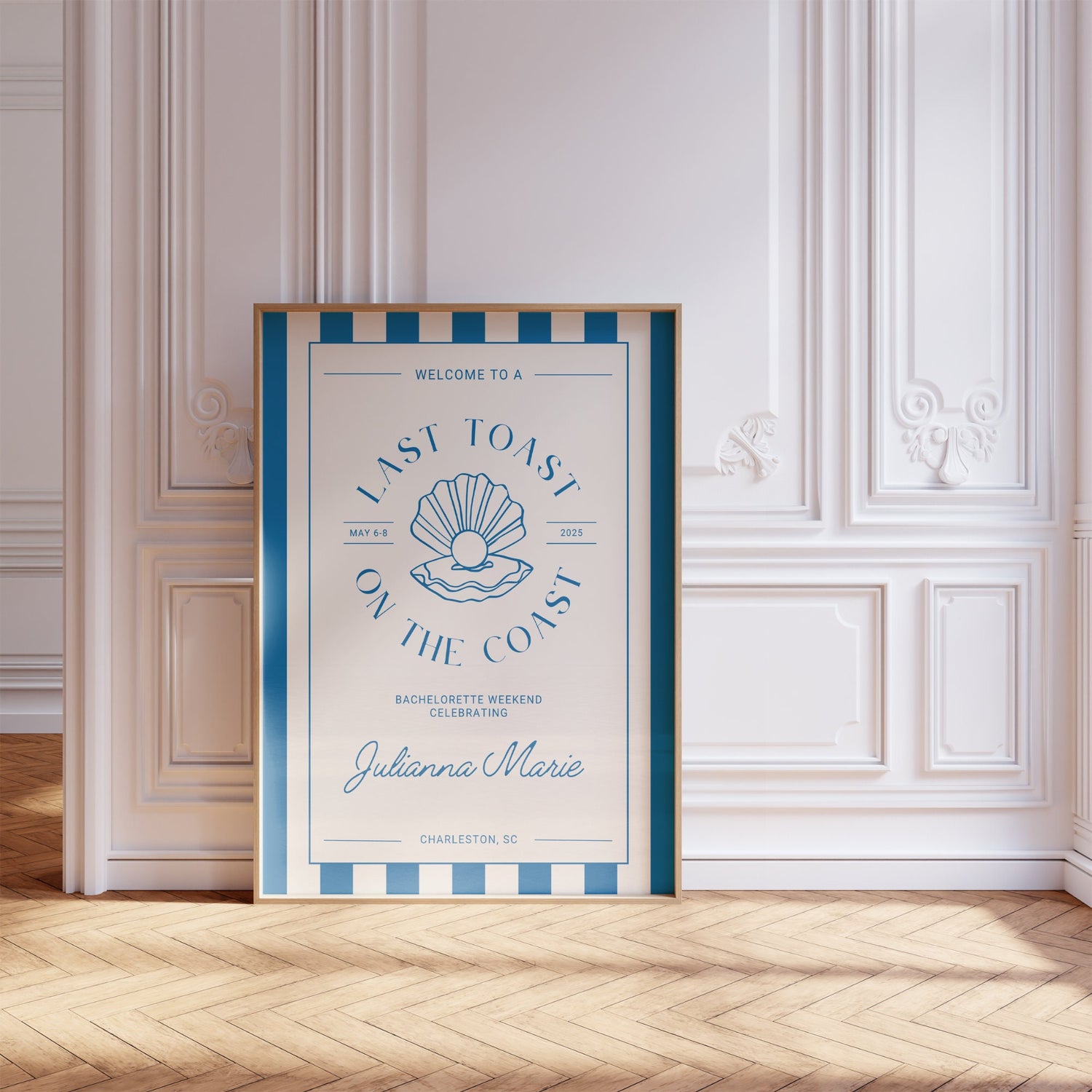 Last Toast On The Coast Bachelorette Welcome Sign – Beach Canva Template