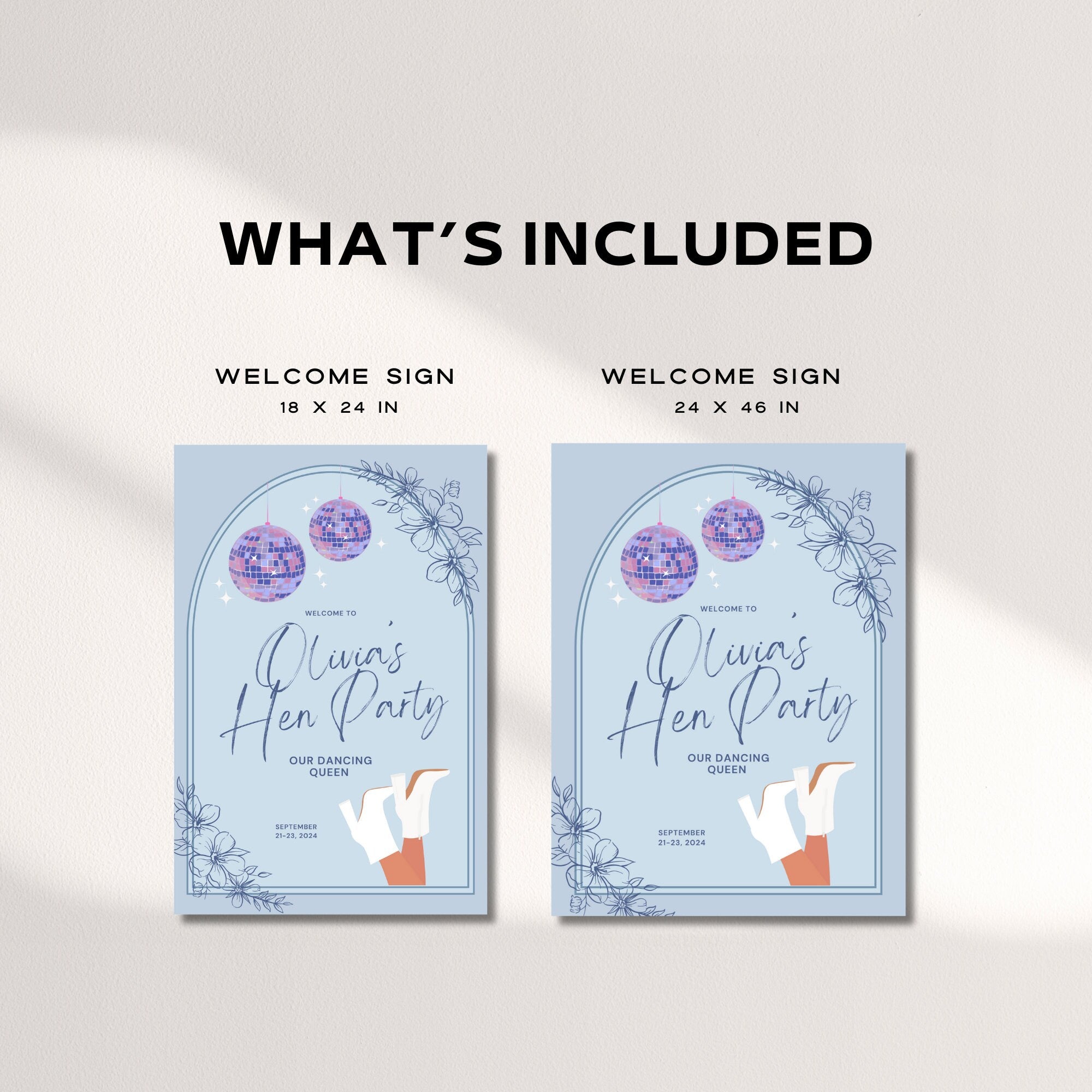 Blue Honey Honey Disco Bachelorette Welcome Sign – Mamma Mia Last Disco Canva Template