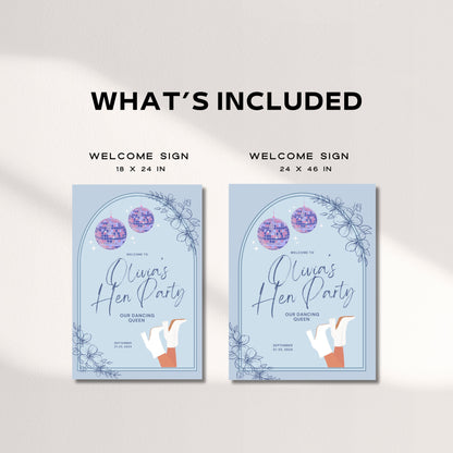 Blue Honey Honey Disco Bachelorette Welcome Sign – Mamma Mia Last Disco Canva Template