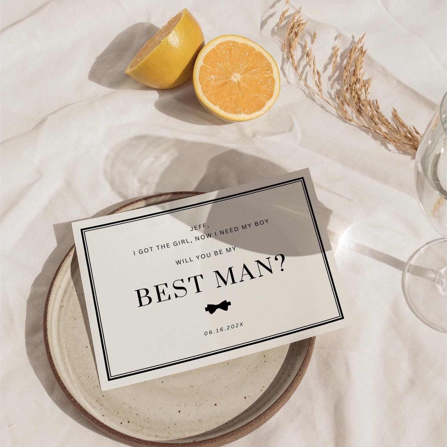 Simple Groomsmen Proposal Card Template, Rustic Best Man Proposal, Bowtie Will You Be My Best Man, Groomsman Cards Editable Template Canva