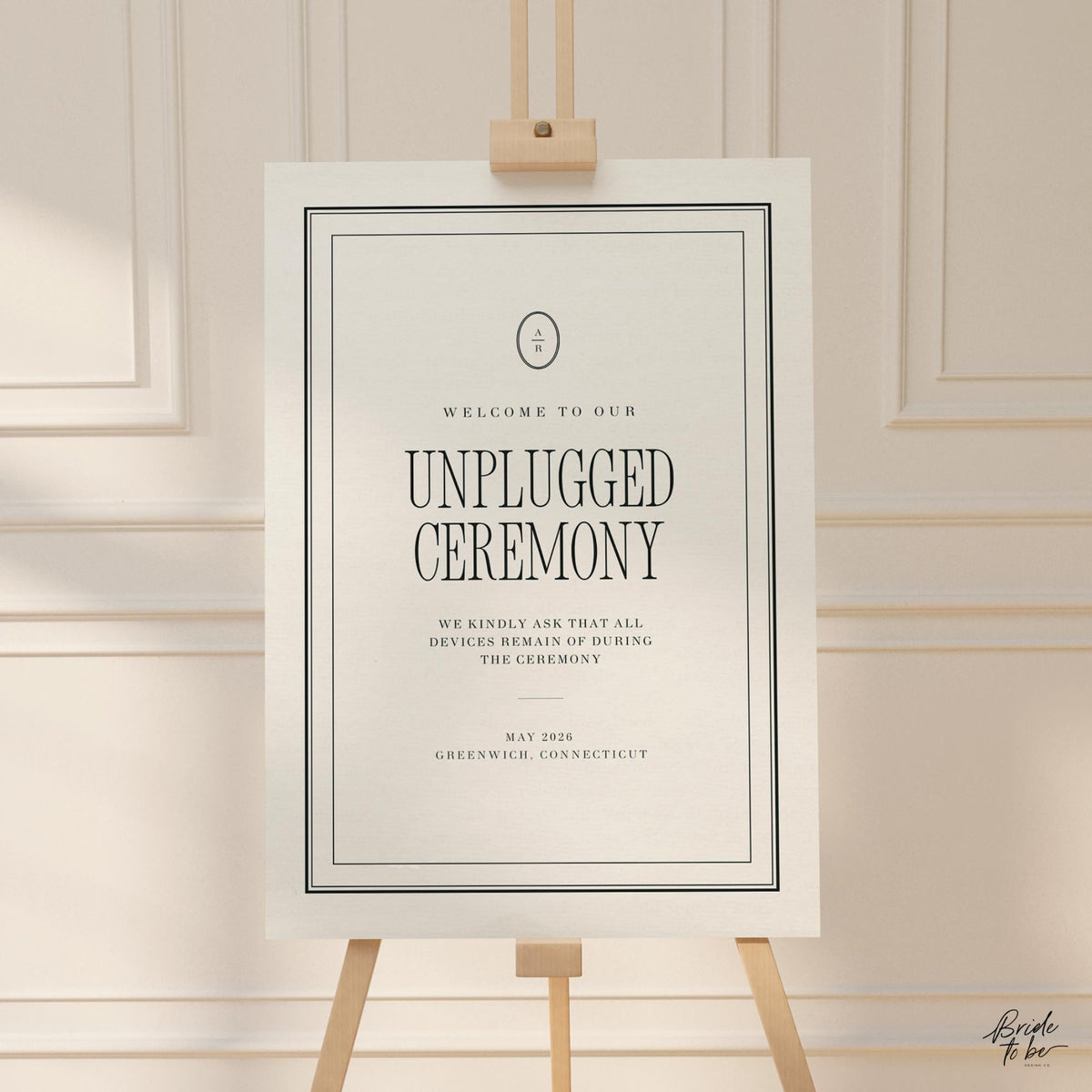 Black &amp; Ivory Unplugged Ceremony Sign | Elegant Canva Template