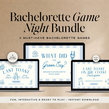 Last Toast On The Coast Bachelorette Games Bundle | Animated Canva Games