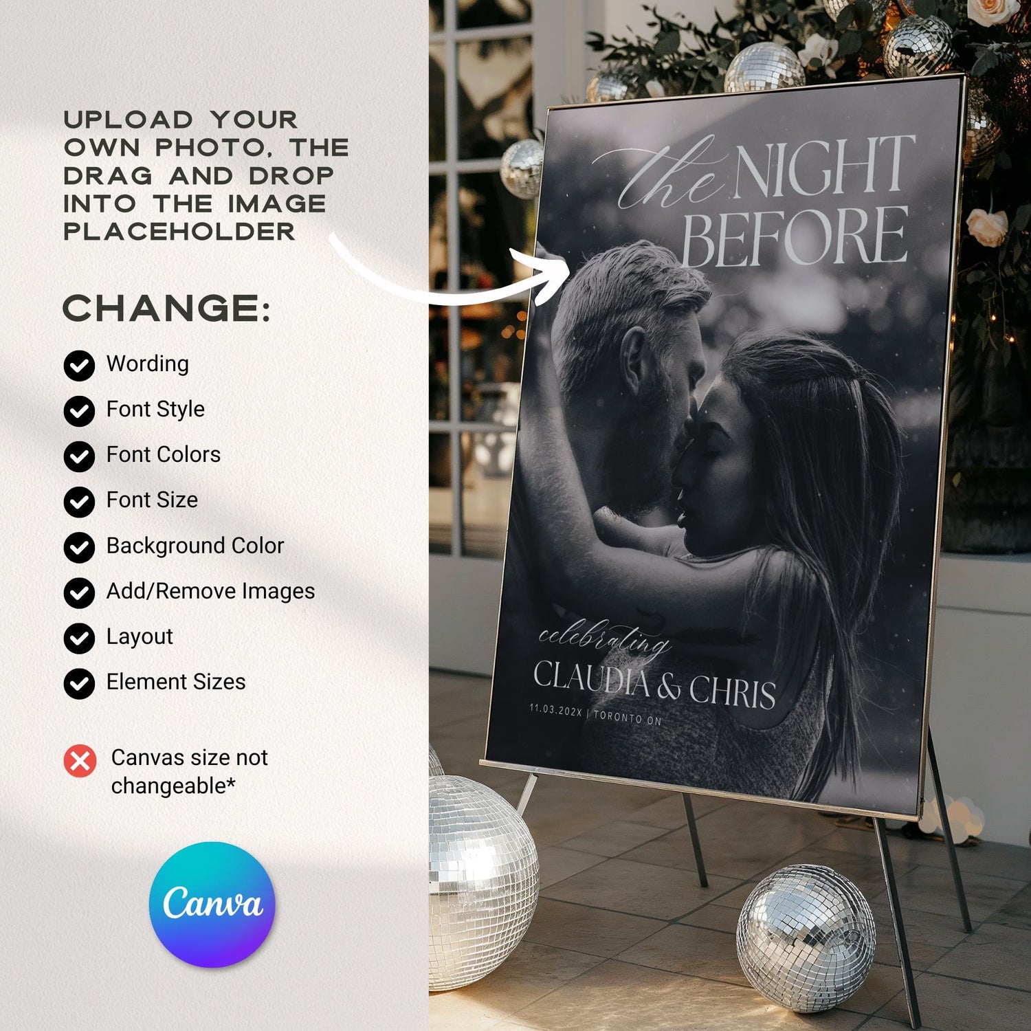 The Night Before Photo Rehearsal Dinner Sign – Editable Canva Template, Rehearsal Dinner Welcome Sign, The Night Before Wedding Sign