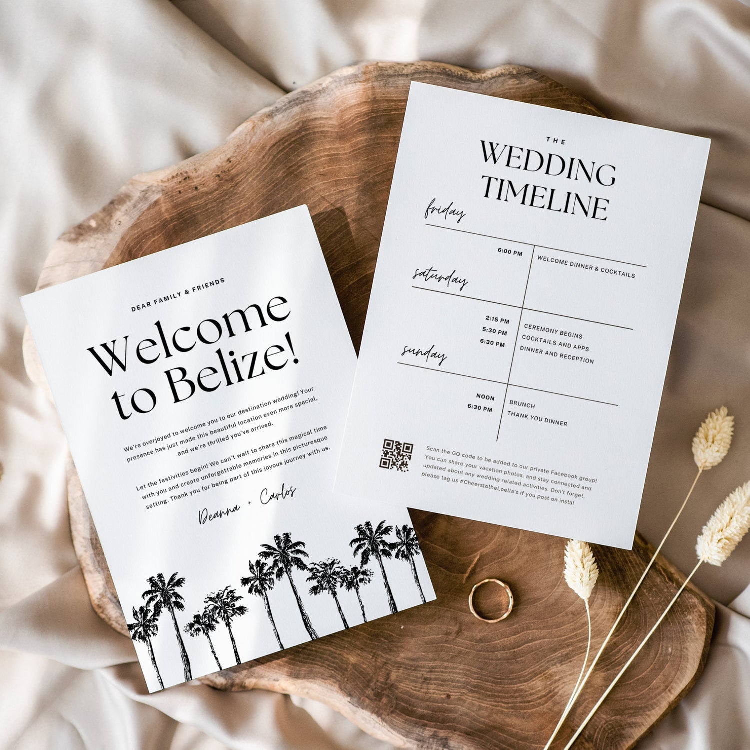 Wedding Welcome Letter &amp; Weekend Itinerary Template – Destination Wedding Canva (5x7)