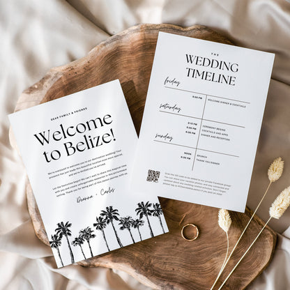 Wedding Welcome Letter &amp; Weekend Itinerary Template – Destination Wedding Canva (5x7)