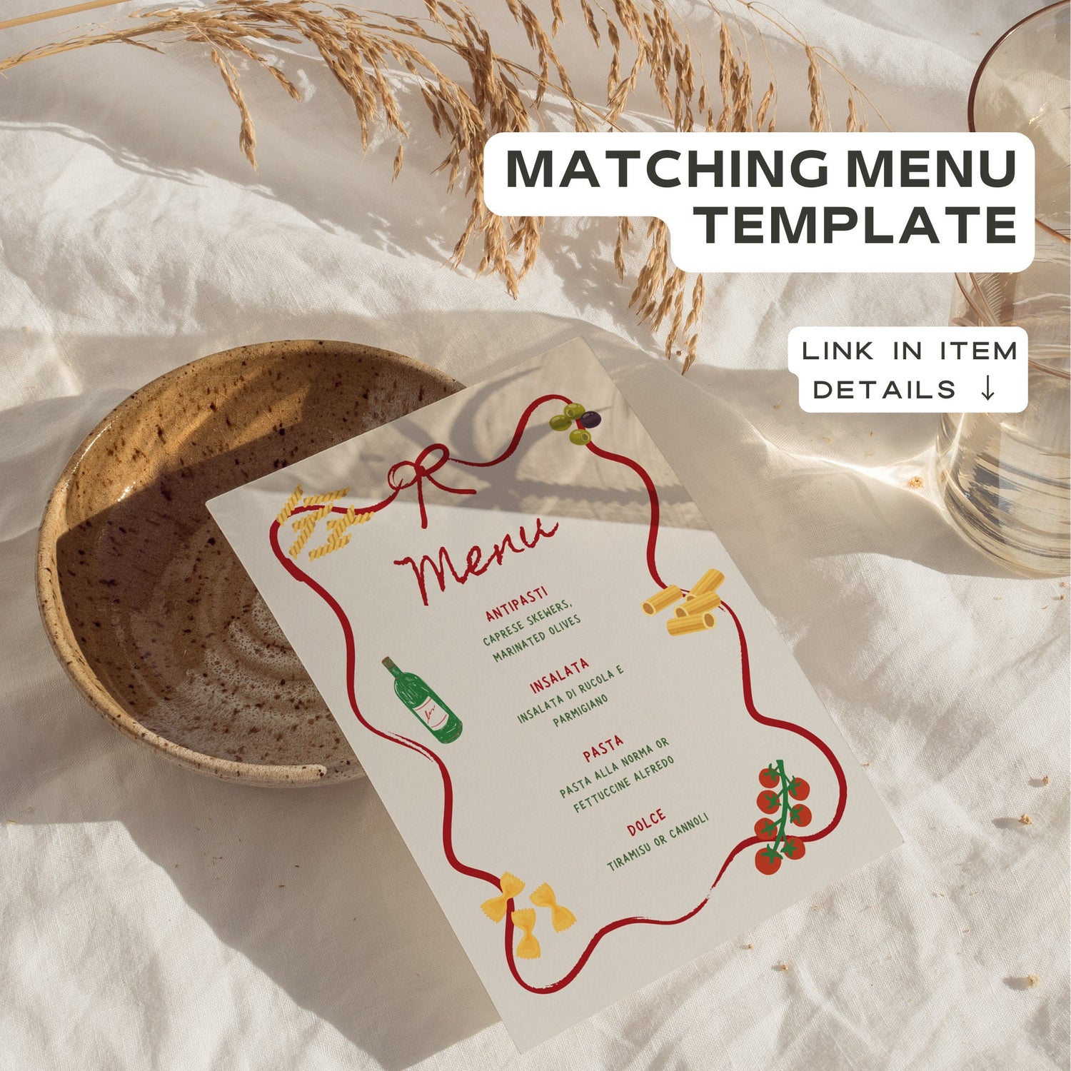 Italian Pasta Engagement Party Invitation – Let’s Celebrate Editable Canva Template