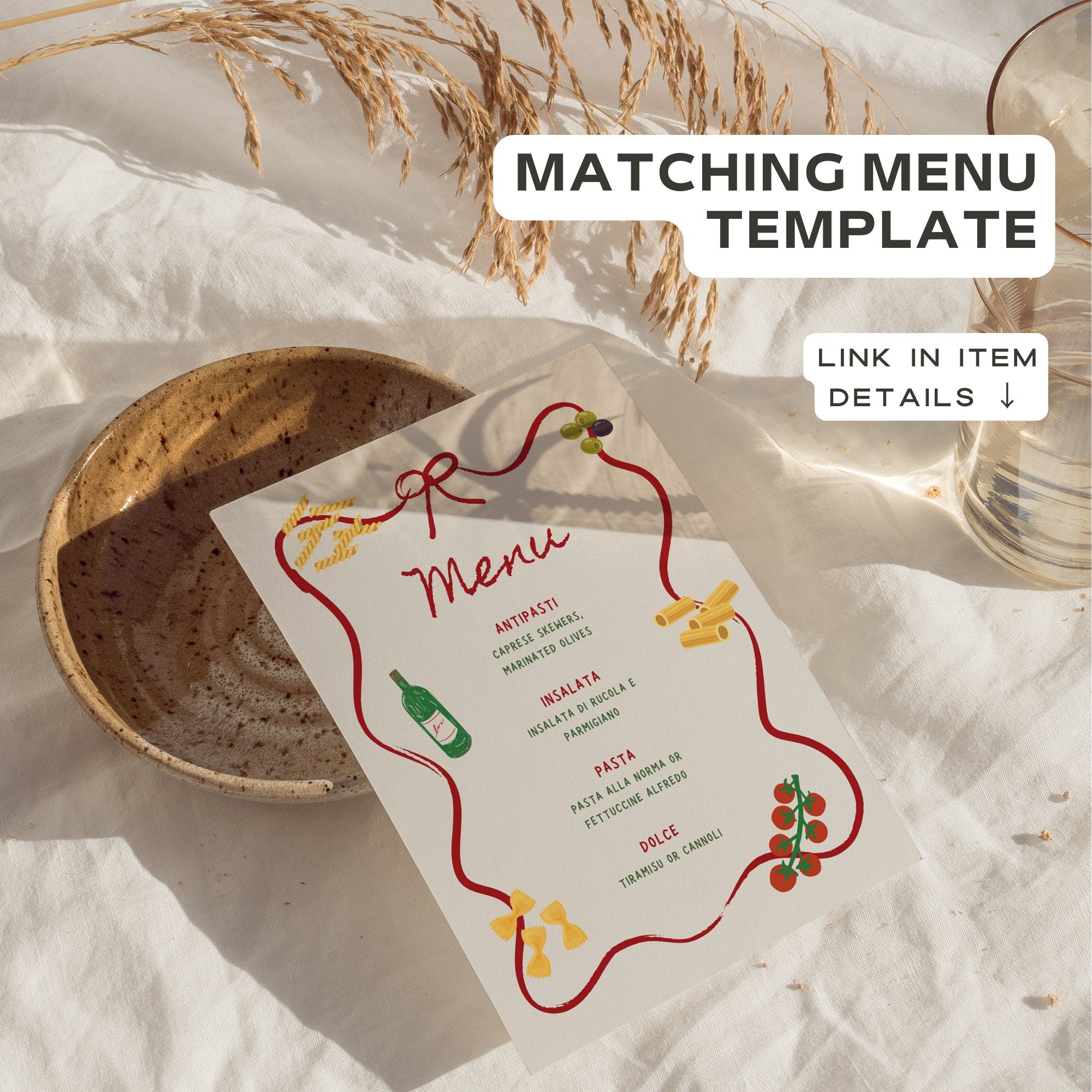 Italian Pasta Engagement Party Invitation – Let’s Celebrate Editable Canva Template