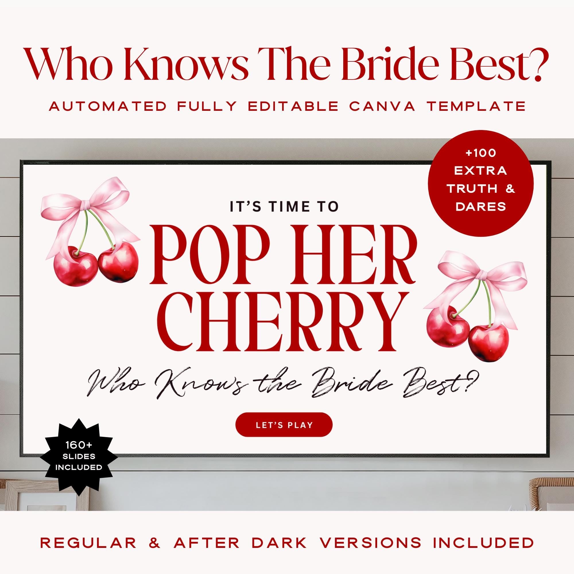 Animated Bachelorette Truth or Dare Game – Who Knows the Bride Best – Editable Canva Game (Regular &amp; Spicy)