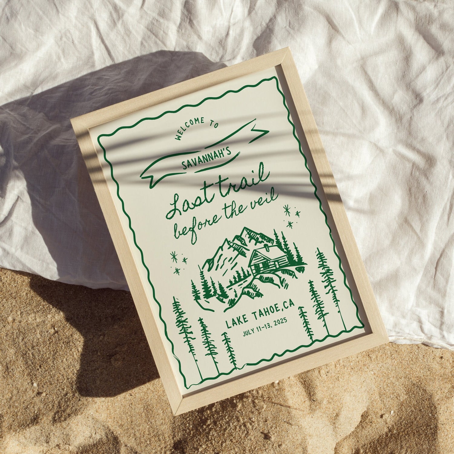 Camp Bachelorette Welcome Sign - Rustic Hiking &amp; Mountain Canva Template