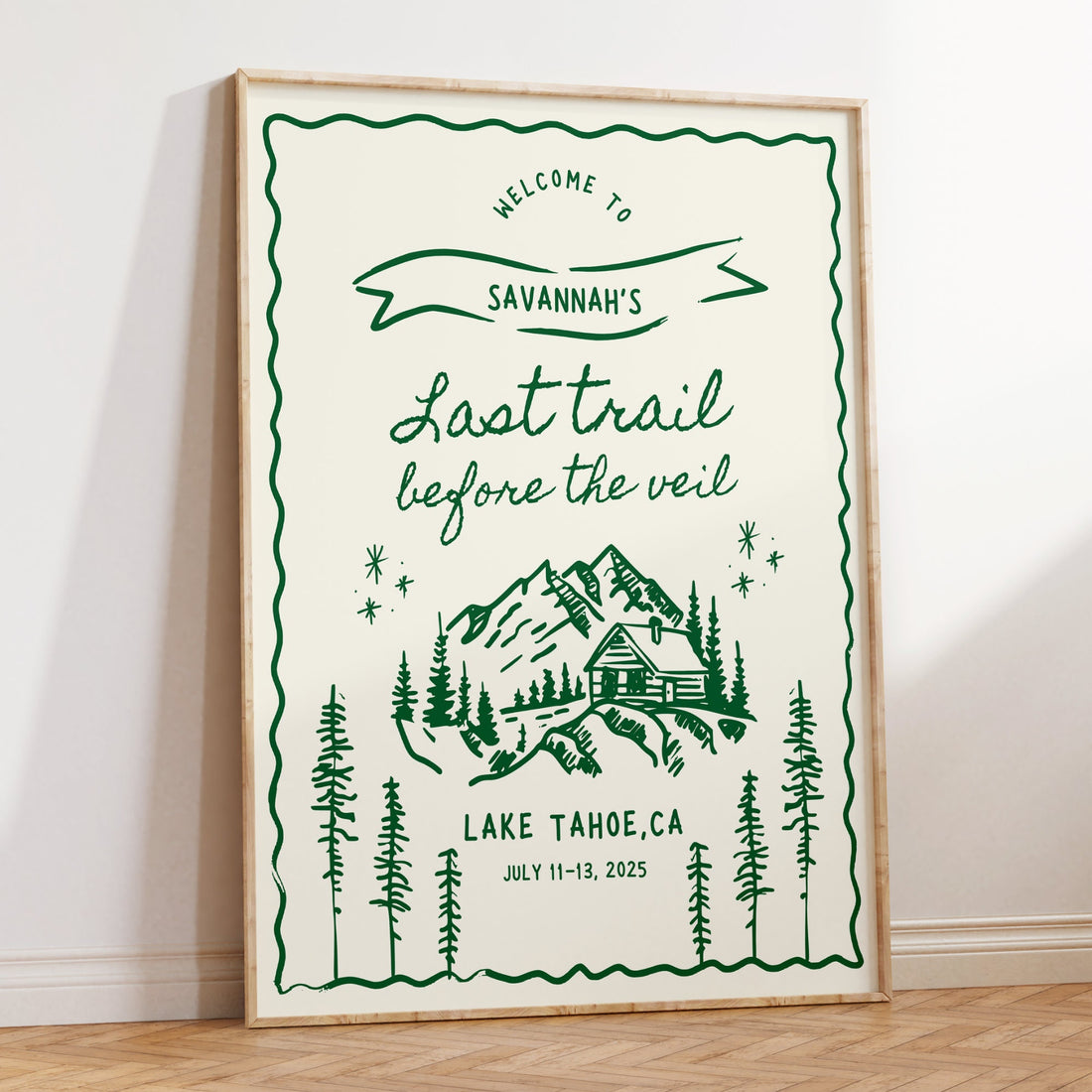 Camp Bachelorette Welcome Sign - Rustic Hiking &amp; Mountain Canva Template