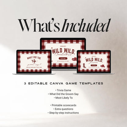 Wild Wild Bachelorette Games Bundle | Animated Canva Party Games