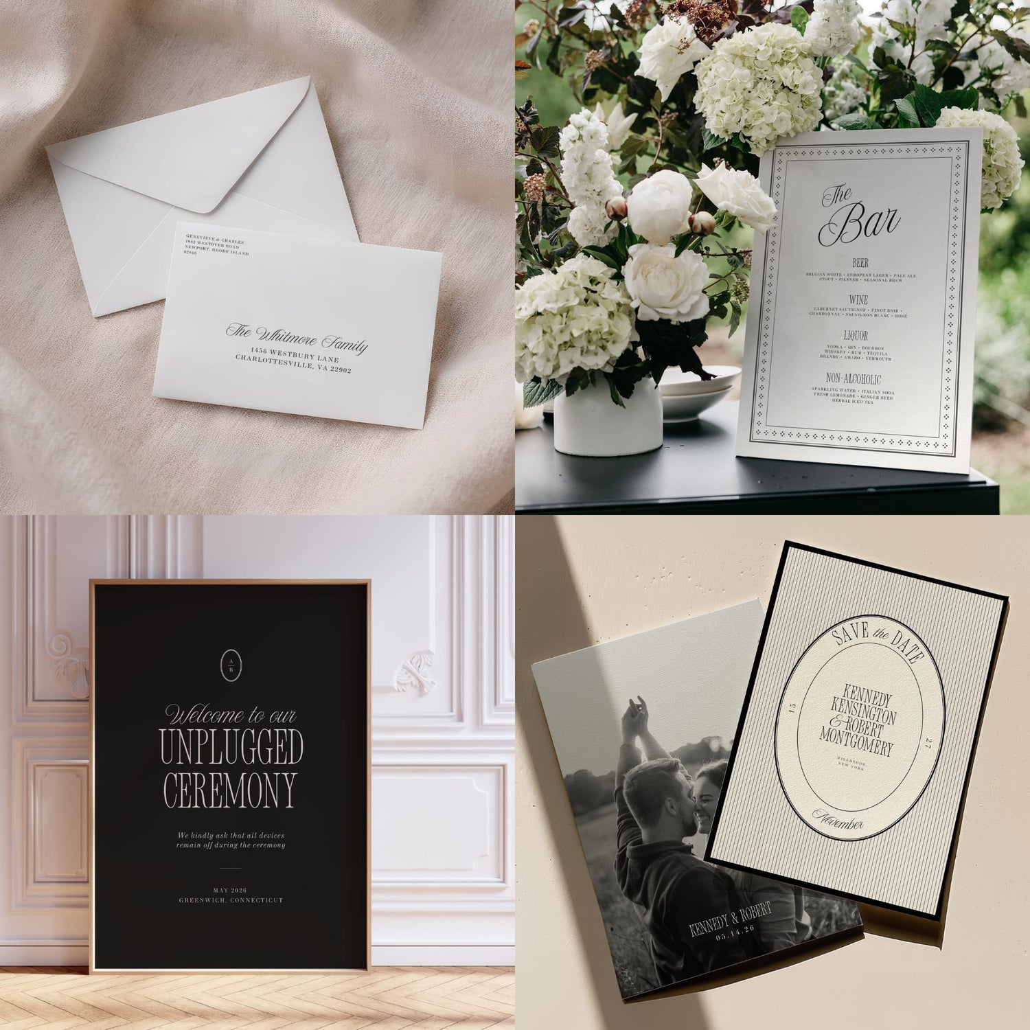 Black &amp; Ivory Wedding Bundle – Elegant Estate Wedding Canva Templates
