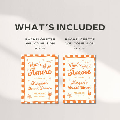 Orange That’s Amore Bachelorette Welcome Sign – Aperol Spritz Beach Party Canva Template