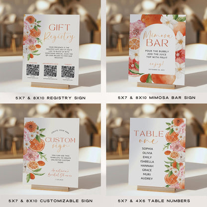Citrus Bridal Shower Bundle Template – Main Squeeze Invitation, Games &amp; Decorations – Editable Canva Spring Bridal Brunch