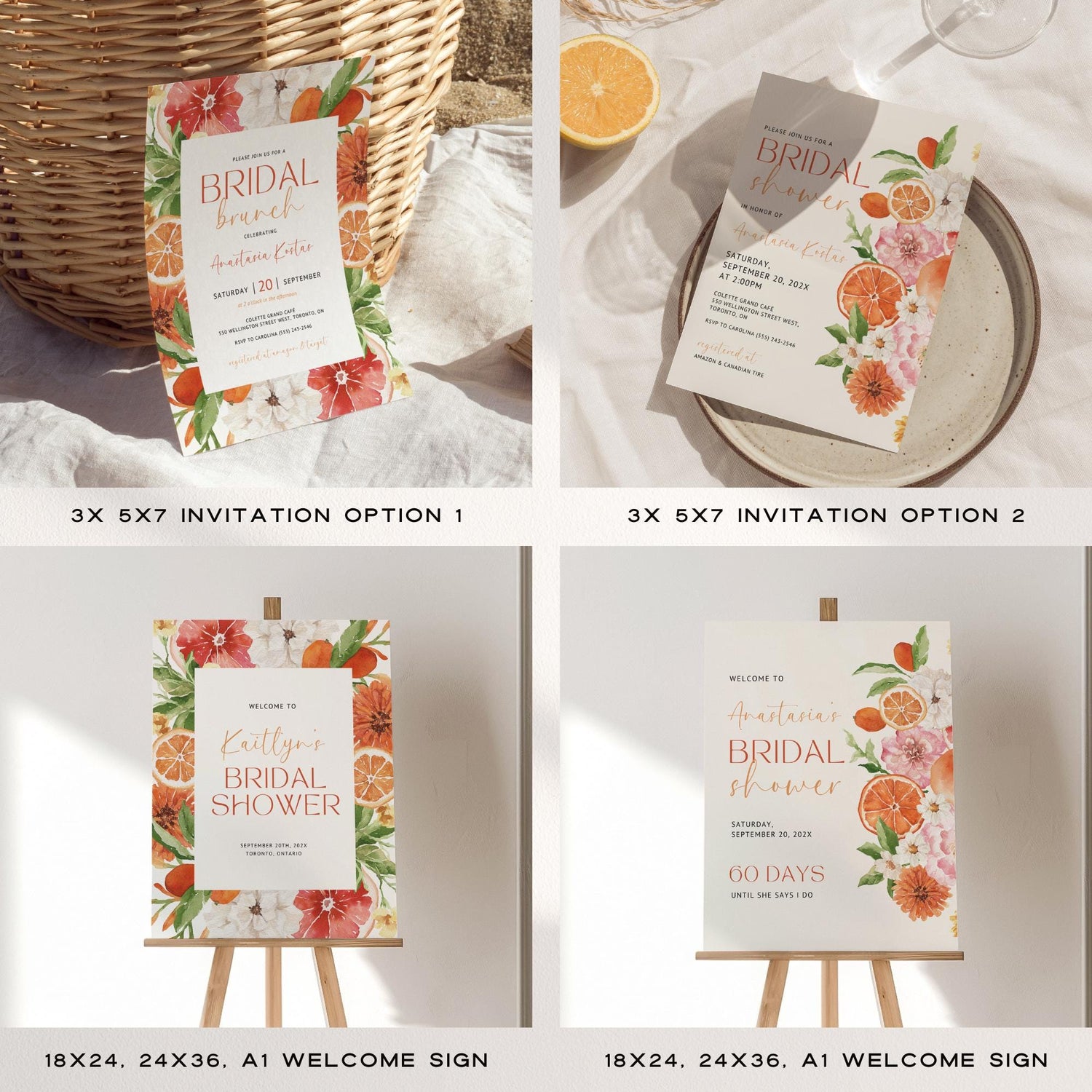 Citrus Bridal Shower Bundle Template – Main Squeeze Invitation, Games &amp; Decorations – Editable Canva Spring Bridal Brunch