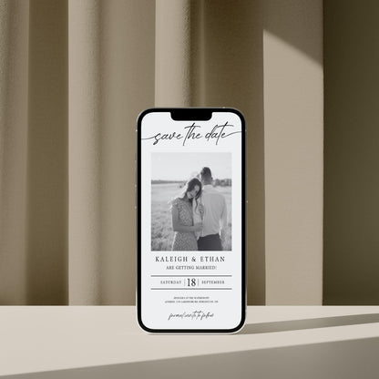 Save the Date Digital Invitation – Modern Minimalist Canva E-Invite Template