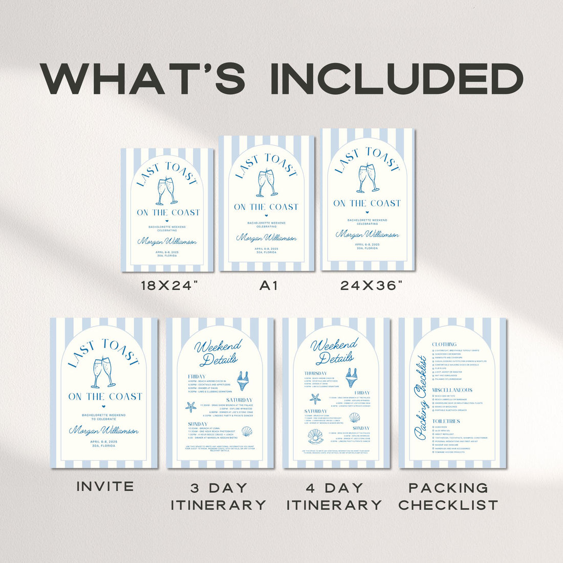 Last Toast On The Coast Bundle, Last Toast Bachelorette Itinerary, Bachelorette Party Game, Ladies Night Games, Bachelorette Sign Canva DIY