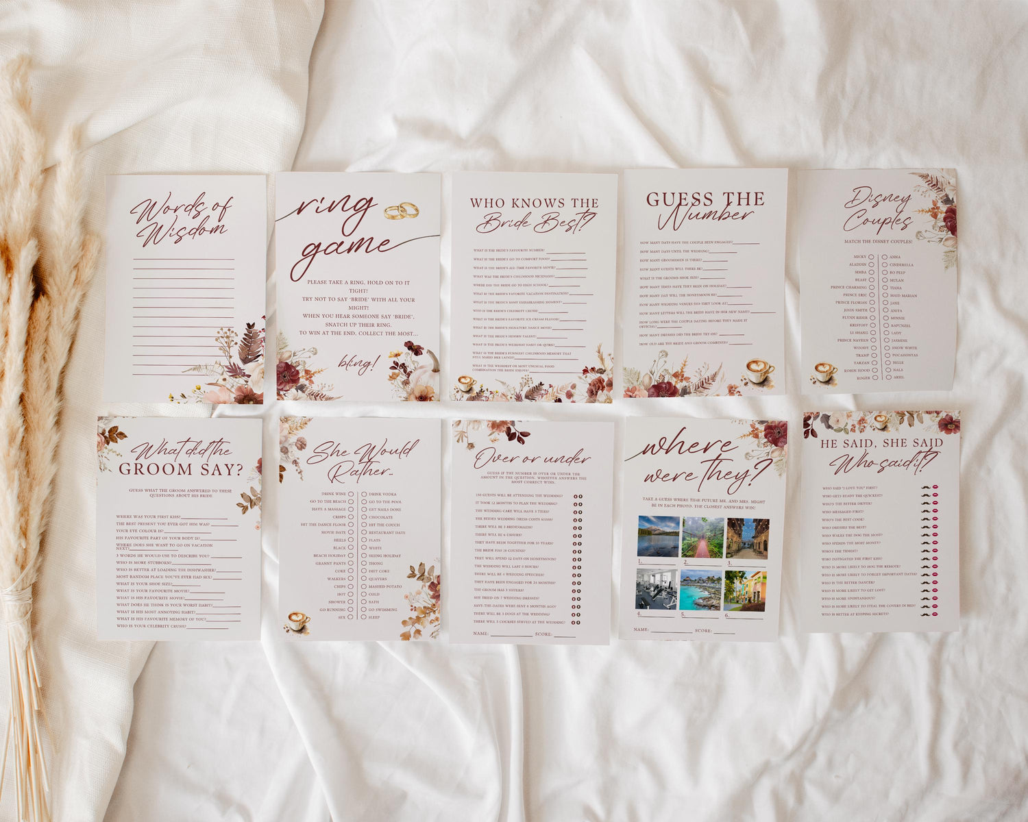 Love is Brewing Bridal Shower Games - Fall Theme Canva Templates